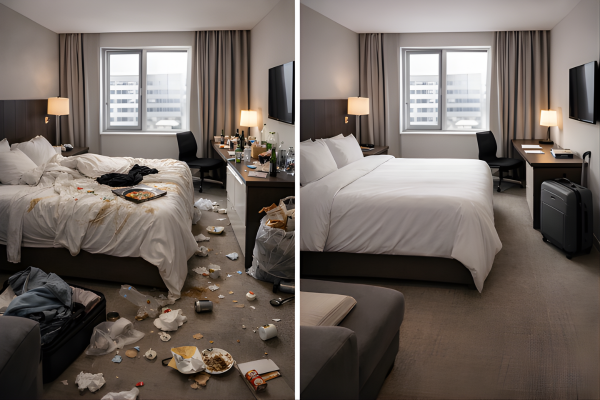 Hotel Room Cleaning Before and After Transformation in Pennard