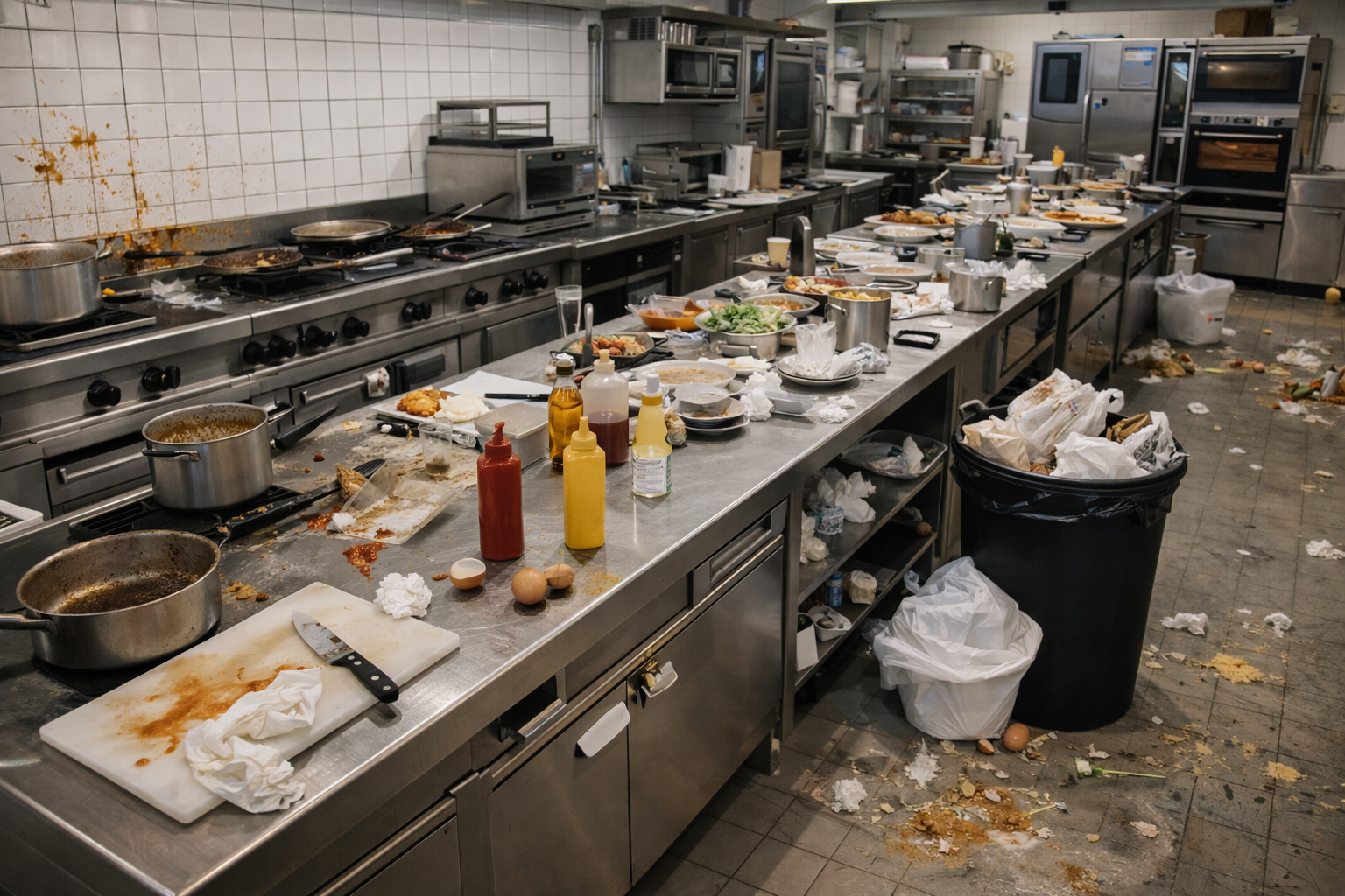 Greasy commercial kitchen before Northern Star Cleaning deep clean